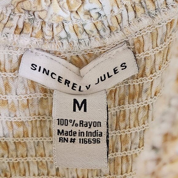 Sincerely Jules Size M Cottagecore  Floral side cutout yellow Tiered‎ Dress Boho - Picture 3 of 7